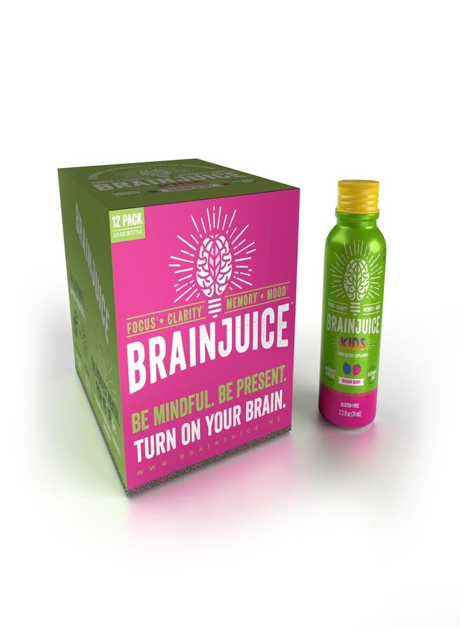 BrainJuice Kids Brain & Immune Support Shot, Gluten Free Supplement Shots for Energy, Focus, Immunity with Vitamin D, C, B, Alpha GPC & Organic Ginger Root, Ages 5+, Dragon Berry, 2.5 fl oz, 12 Pack - Image 3